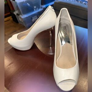 MICHAEL by Michael Kors white shoes with silver accents - 4 inch heels